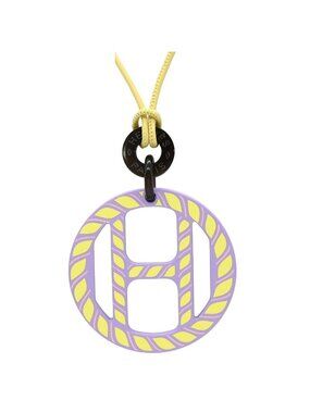 Hermes Necklace Equipe Nautic Buffalo Horn Leather Lacquer Lavender Yellow